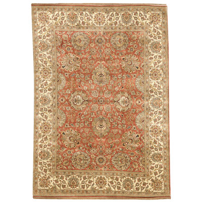 High-Quality Hand-Knotted Rust And Gold Area Rug