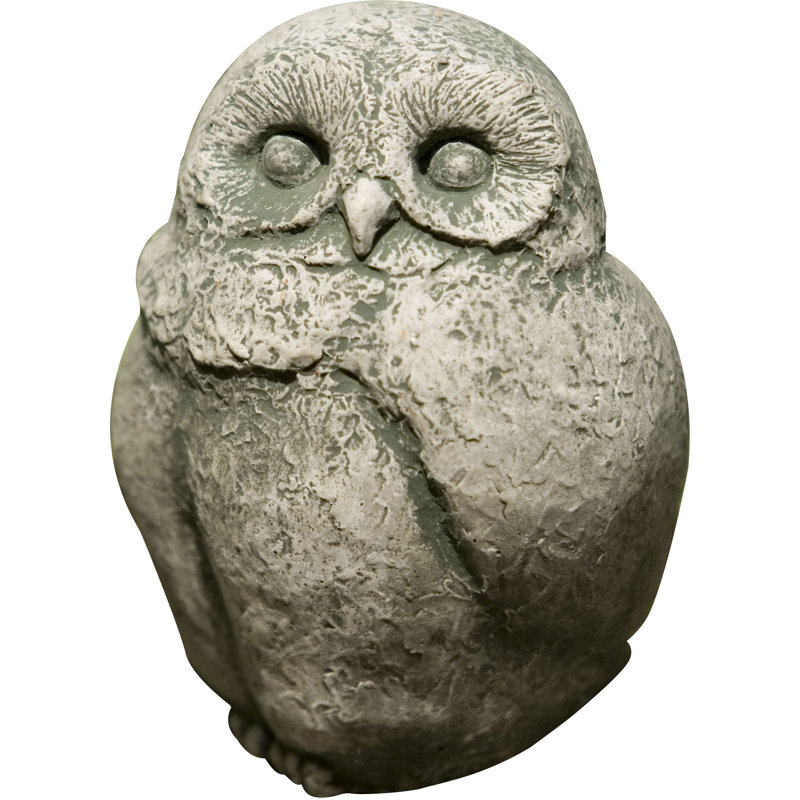 Bird Owl Concrete Garden Statue, Graystone