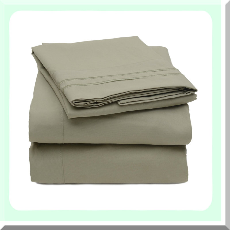 Luxury Linens 2000 Thread Count 3-Piece Deep Pocket Bed Sheet Set - Twin Size, Sage Green - Soft Microfiber Sheets