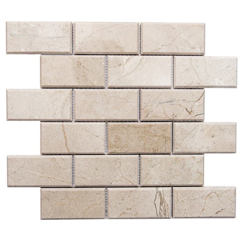 Santorini 2" x 4" Marble Brick Joint Mosaic Wall Tile, Brown