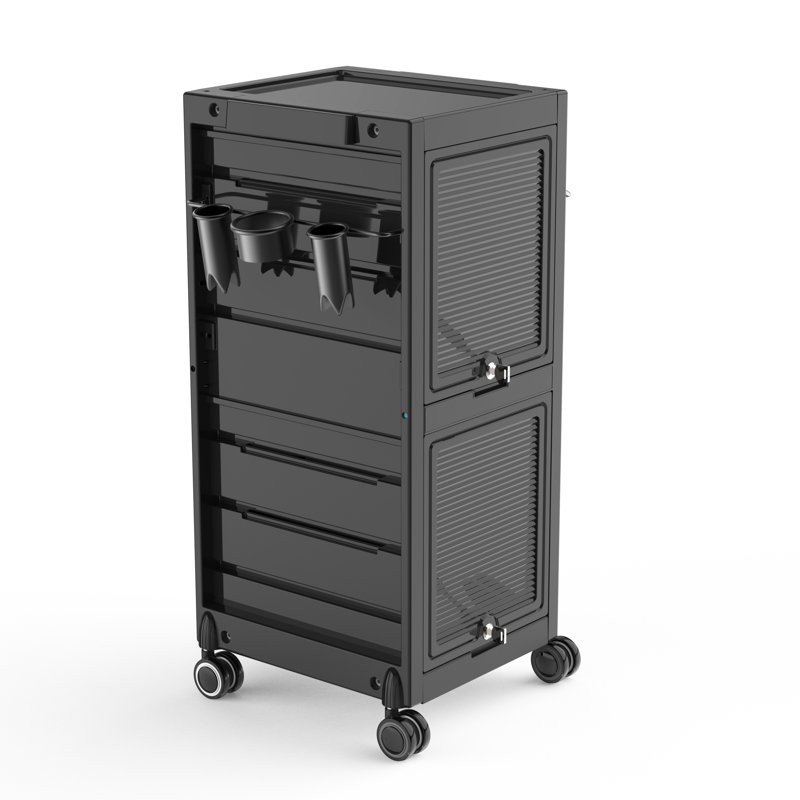 Rolling Utility Cart Storage Cart with Trays Lockable Craft Cart Salon Trolley