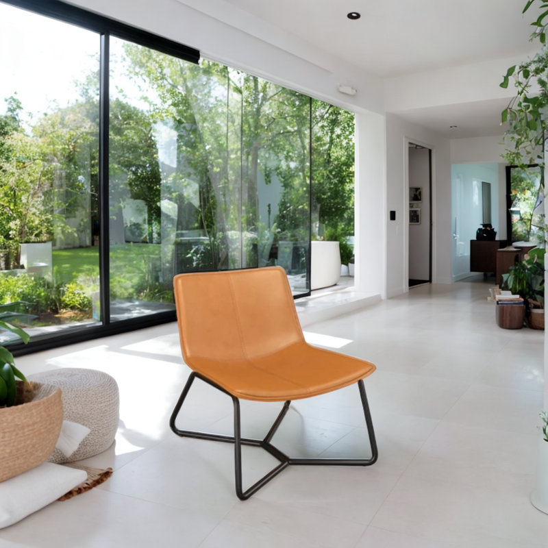 Chaise Lope, Simili cuir brun clair
