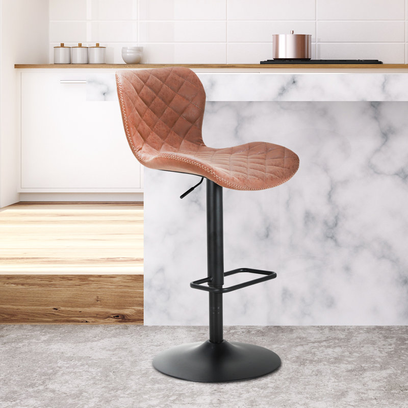 Ansil Swivel Upholstered Counter Stool with Metal Frame, Tan