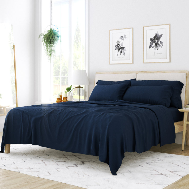 Ensemble de draps pour lit en microfibre brossée de 6 pièces Simply Soft, Ensemble de draps pour grand lit + un drap-housse 