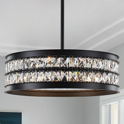 6-Light Dimmable Modern Crystal Drum Chandelier