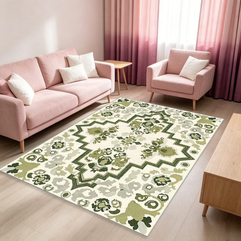Bohemian Medallion Green   area rugs for Living Room, Soft and Comfortable, Suitable for all seasons, easy to maintain, machine washable Indoor floor mat, Under Table Farmhouse suitable for Bedroom, Dining Room, Study,  Balcony, Home Decor Patio
