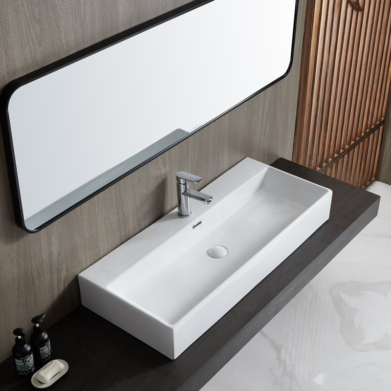  Lavabo de salle de bain mural en porcelaine vitrifiée avec trop-plein 39 po Turner