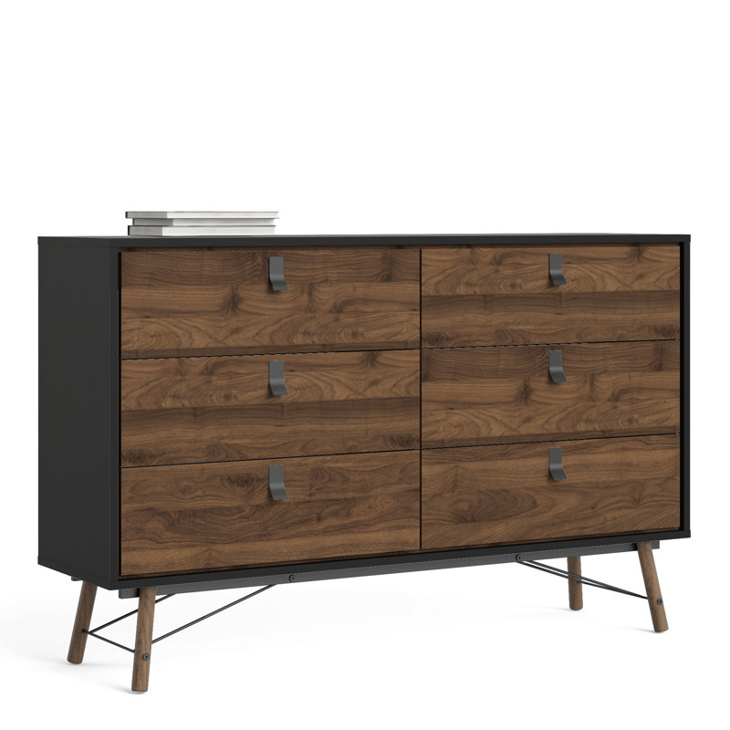 Iker 6 - Drawer Chest of Drawers, Black/Walnut