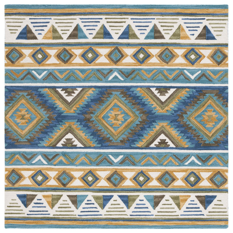 Bryenna Hand Tufted Wool Geometric Rug, Square 6'