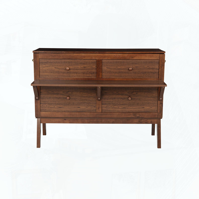 Lit escamotable double avec tablettes amovibles et ports USB