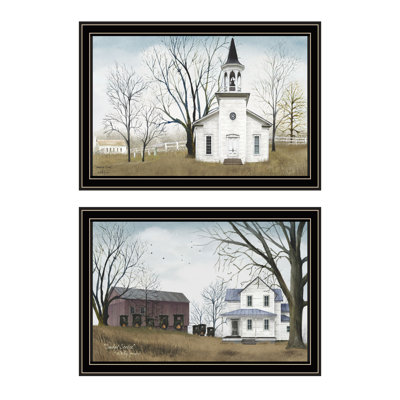 Trendy Decor 4U 2- Piece Vignette Amazing Grace Sunday Service Black Framed Wall Art For Living Room, Bedroom Wall Art Print For Home Decor By Billy J