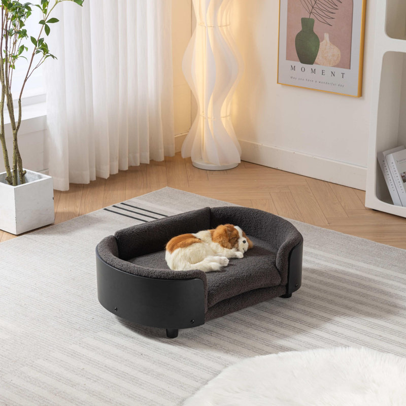 Canapé pour lit surélevé de style scandinave pour chien avec coussins en cachemire, H 9,85 po x l 30,7 po x P 20,08 po