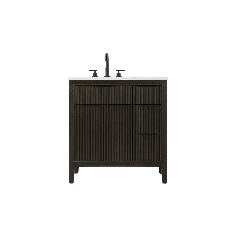 Meuble-lavabo simple 32 po en chêne chocolat, Chêne chocolat, 32"