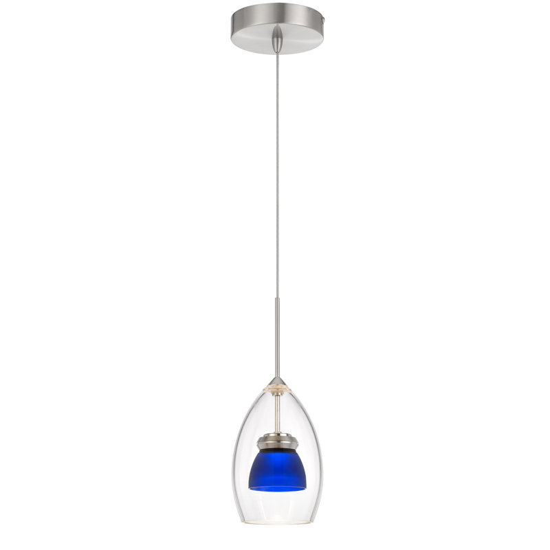 Luminaire suspendu conique à 1 lumière Lambdin, Transparent / bleu givré