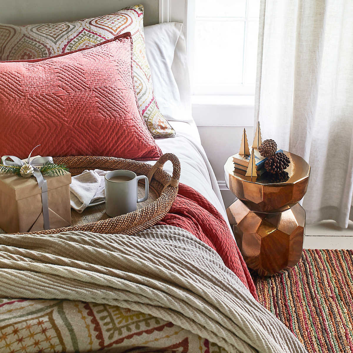 Kerala Cotton Coverlet Set, King Coverlet 