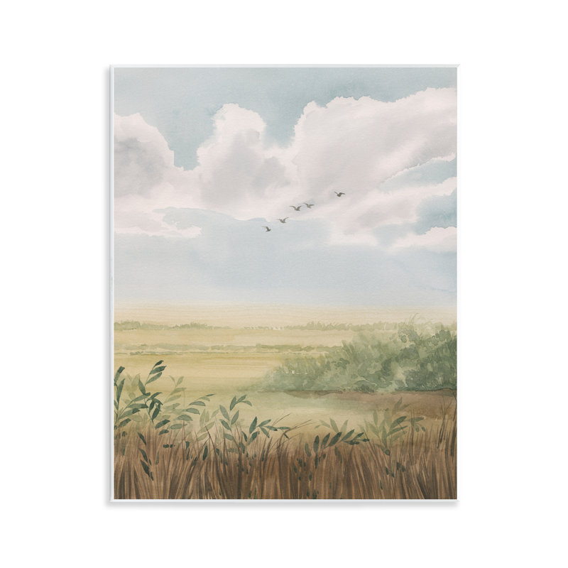  Oiseaux qui volent au-dessus de campagne, art mural par Grace Popp