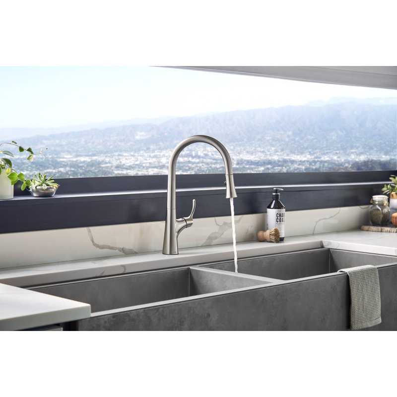 Antioch Pull Down Single Handle Kitchen Faucet, Stainless Steel