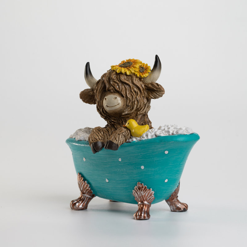 Figurine en résine Highland Cow in Bathaign