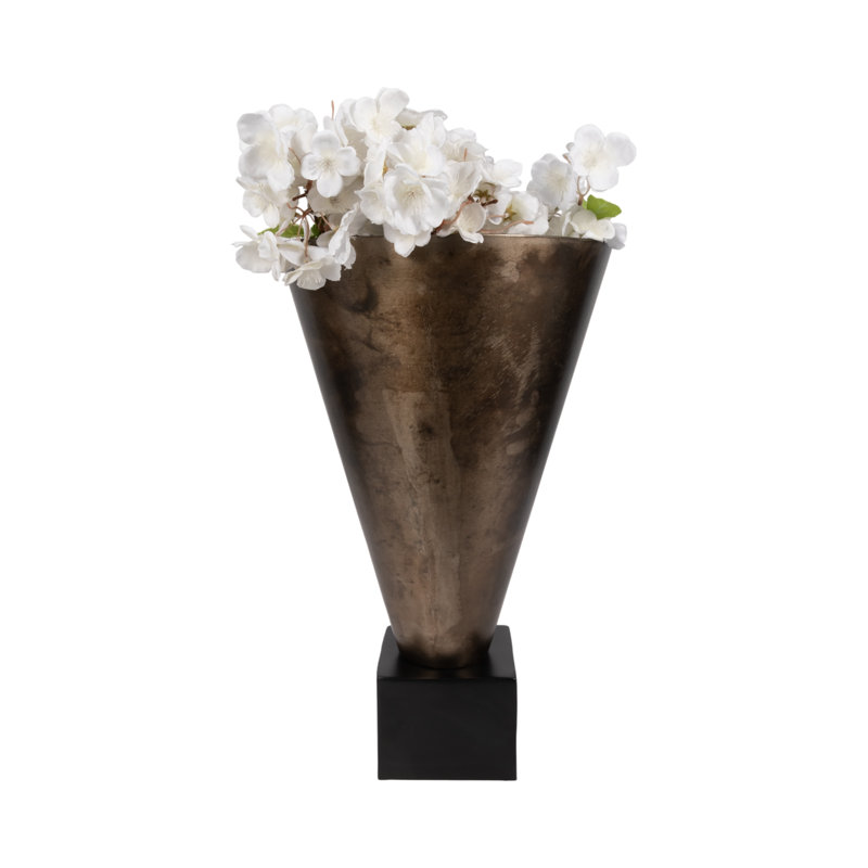 17 Stories Gold Cassendra Metal Vase, 19" H x 12" W x 12" D