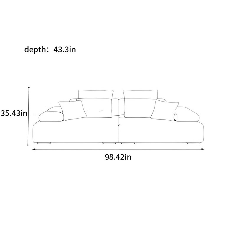 Canapé moderne simple en tissu Lawrence, 3, H 35,43 po x l 98,42 po x P 43,3 po