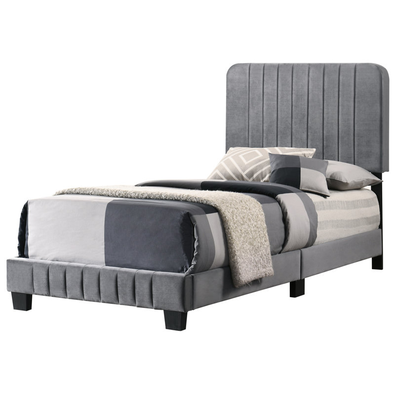Lodi Twin Box Spring Bed, Gray, Twin, Gray