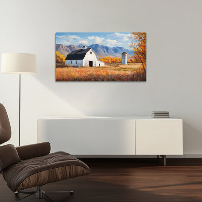 Automne, art mural paysage d'automne, photos de ferme d'automne, œuvre d'art de grange rétro, impressions sur toile de paysage rustique pour salon, cadre mural de décoration murale, 20 po x 40 po