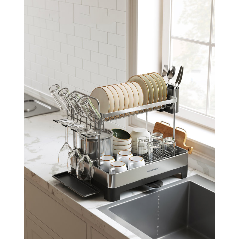 57.1x32x38.5cm Steel Dish Rack, Black
