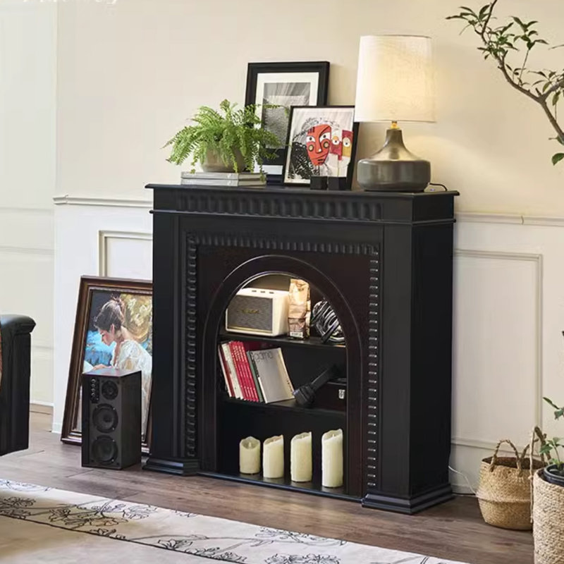 French retro solid wood fireplace decorative cabinet