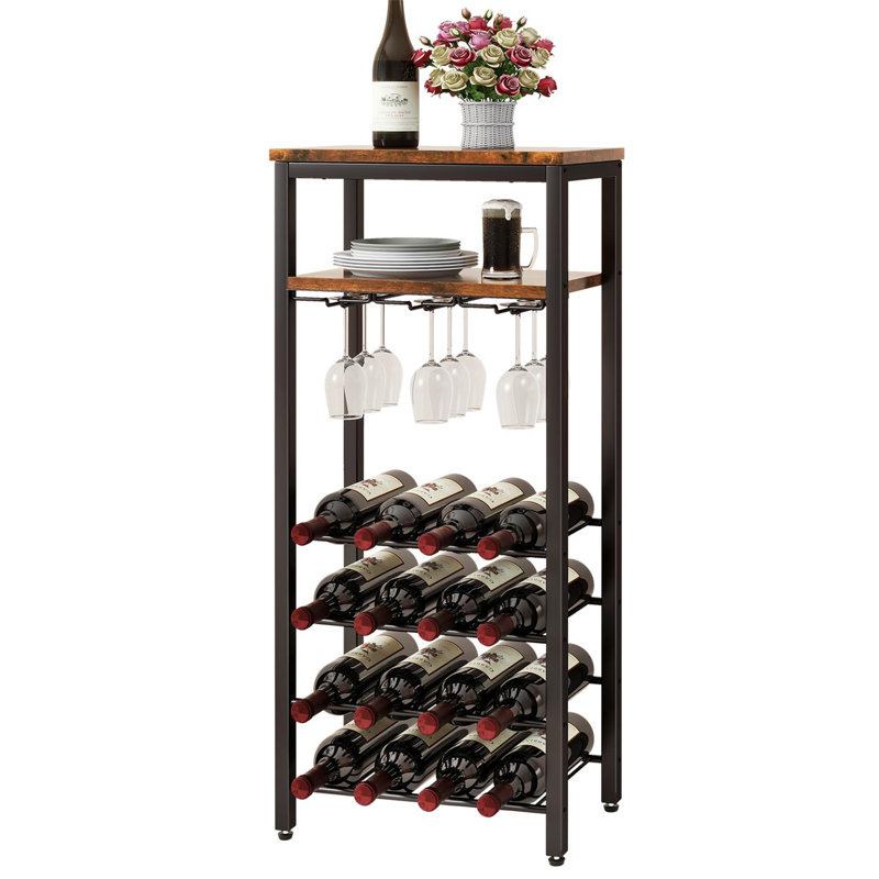 Open Shelving Wine Bottle Rack Brown