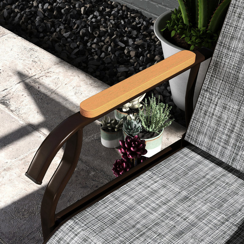 Fauteuil oscillant d'extérieur avec filet et table, thermolaqué gris