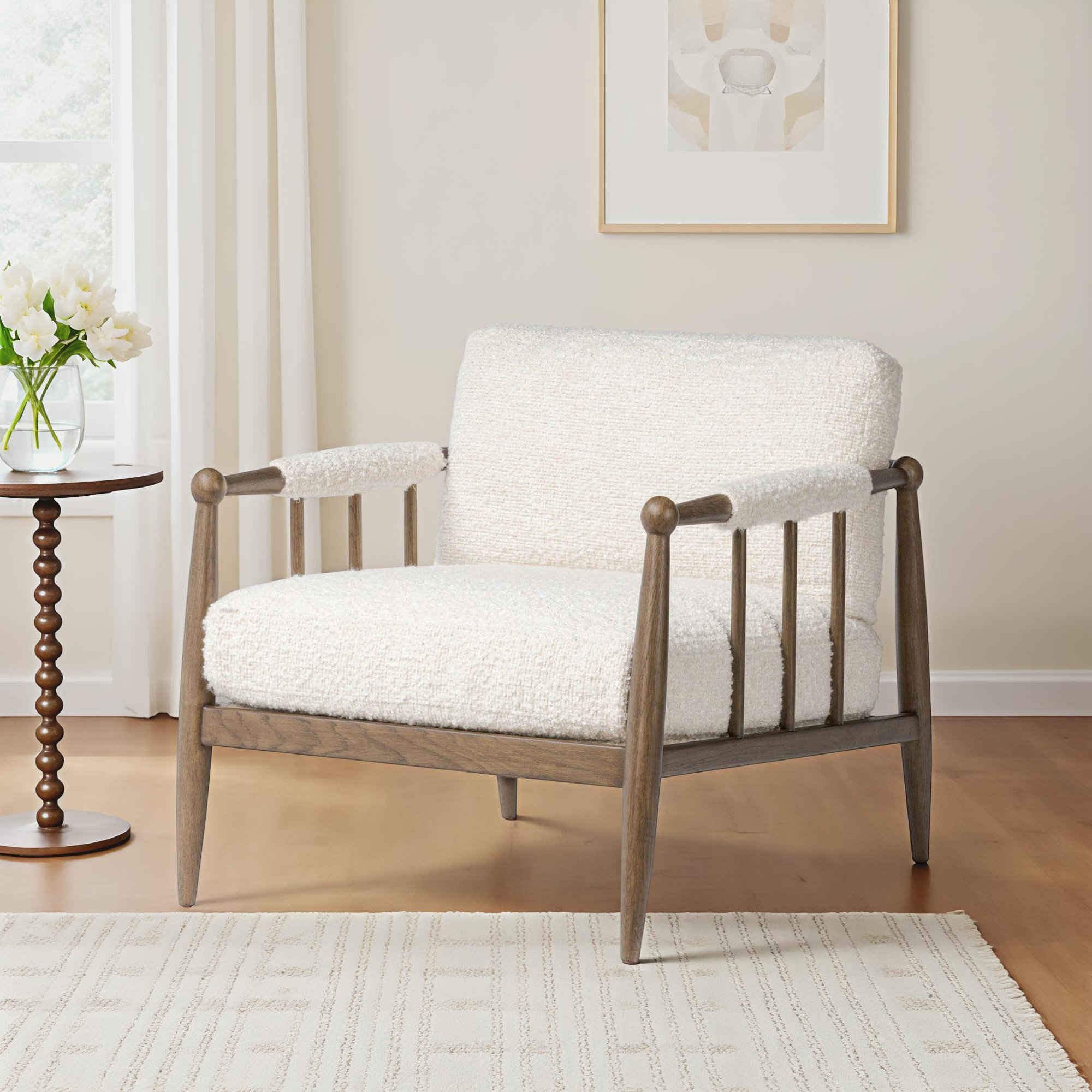Warren Chair, Beige Boucle