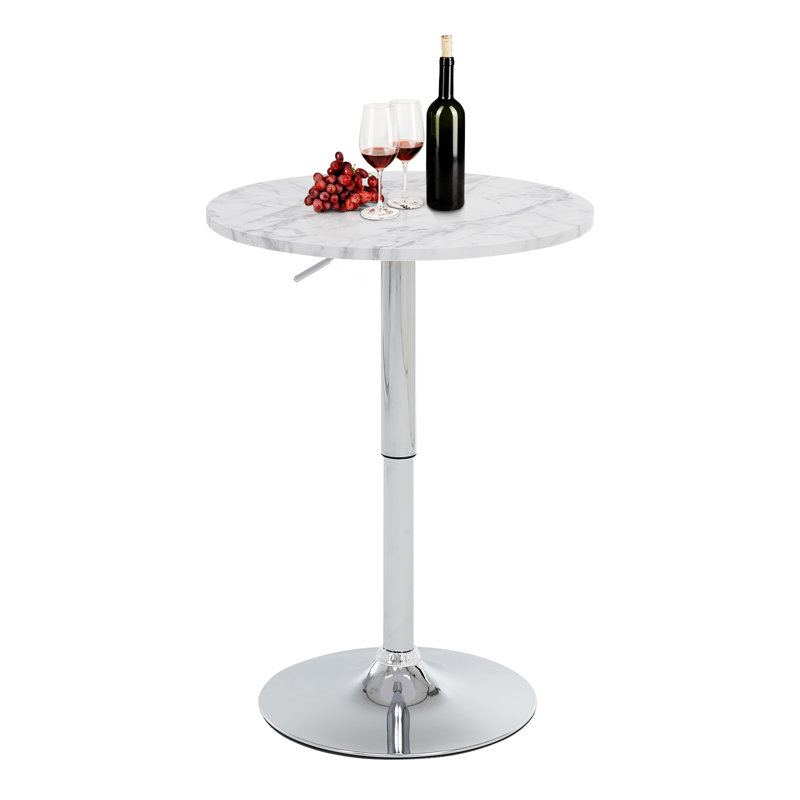 23.6" Round Bar Table, Adjustable Height Bar Table, Modern Cocktail Bar Table With Mdf Top And Metal Base, Bistro Pub Table Suitable For Café, Kitchen Island, Bar Counter
