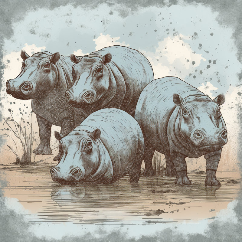 Hippo Wildlife Bedding, Twin Extra Long Comforter