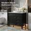 Meuble-lavabo de 36 po sans comptoir, armoire à cadre moderne en bois massif avec 2 tiroirs et tiroir basculant, armoire de rangement de salle de bain noire (lavabo non inclus)-192603105