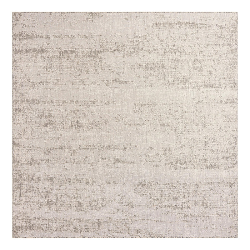 Bruss Gray Outdoor Modern Rug, Square 7'10"