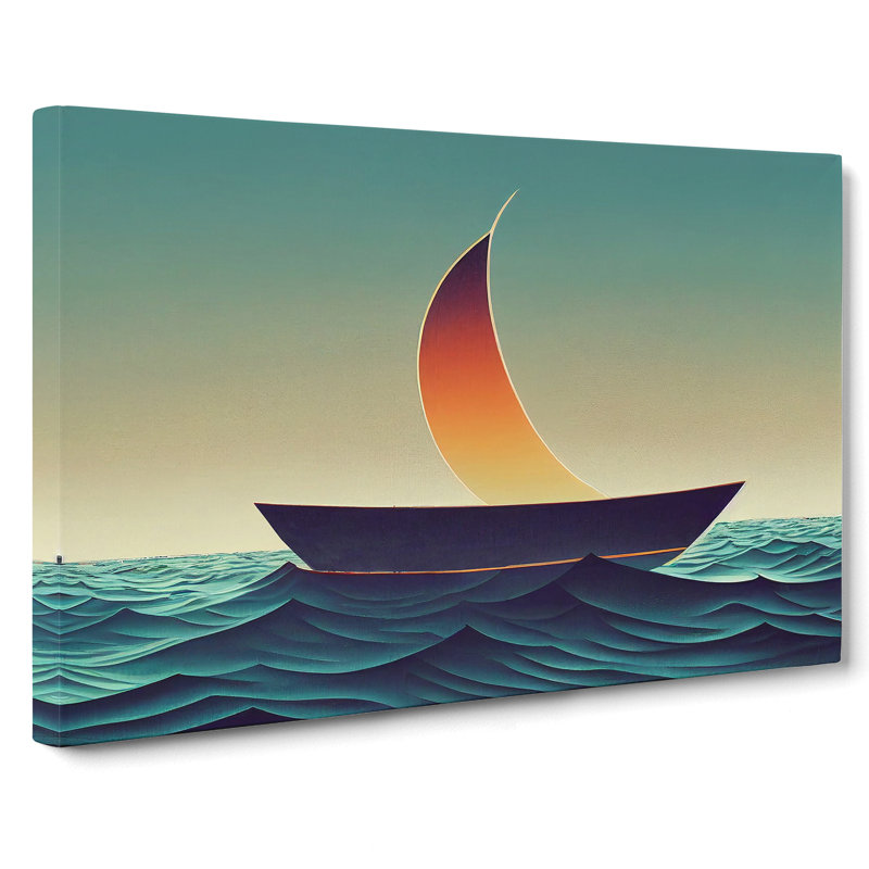Glowing Sailing Boat - Wrapped Canvas, 40cm H x 60cm W x 3cm D