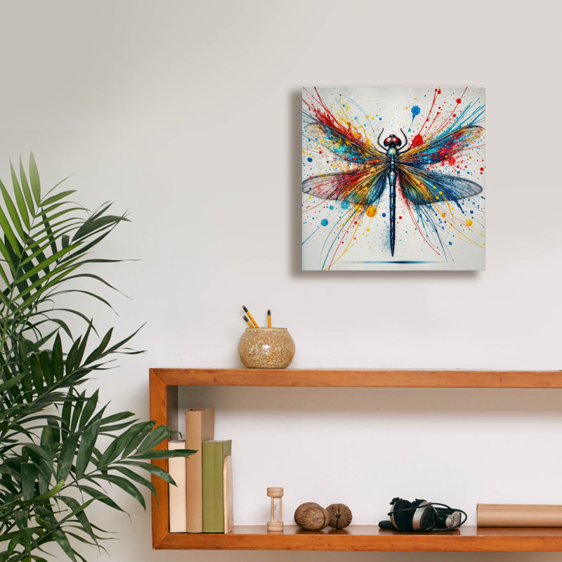 «Dragonfly» par Rey Klimt, art mural sur toile, H 12 po x l 12 po x P 0,75 po