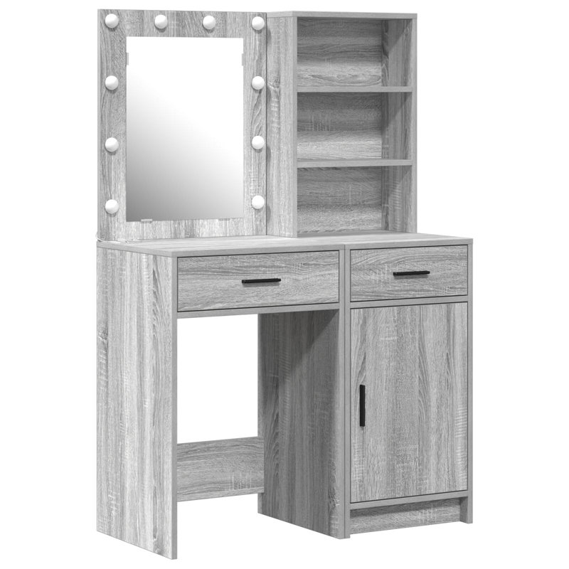 Dressing Table with Mirror, Grey Sonoma