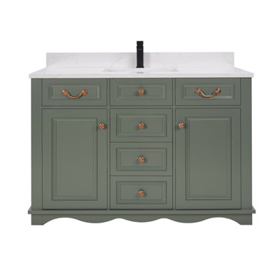 48" Solid Wood Single Bathroom Vanity with 1" Engineered Marble Top