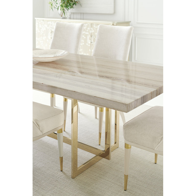 Wish You Were Here Stone Dining Table, Cream, Gold