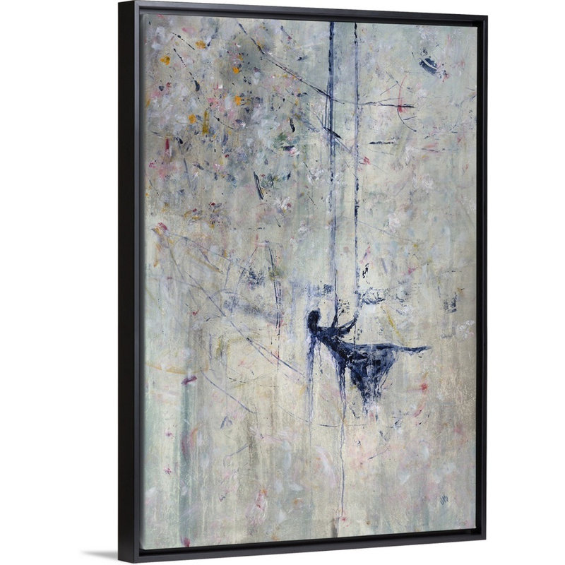« étoile fleuri », peinture sur toile, H 19,7 po x l 13,7 po x P 1,75 po, Cadre flottant noir