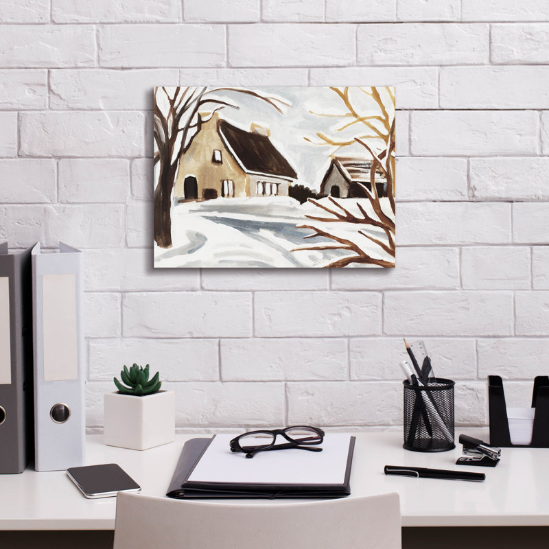  «Winter Cottage 2» par Annie Warren, art mural sur toile, 16 po x 12 po