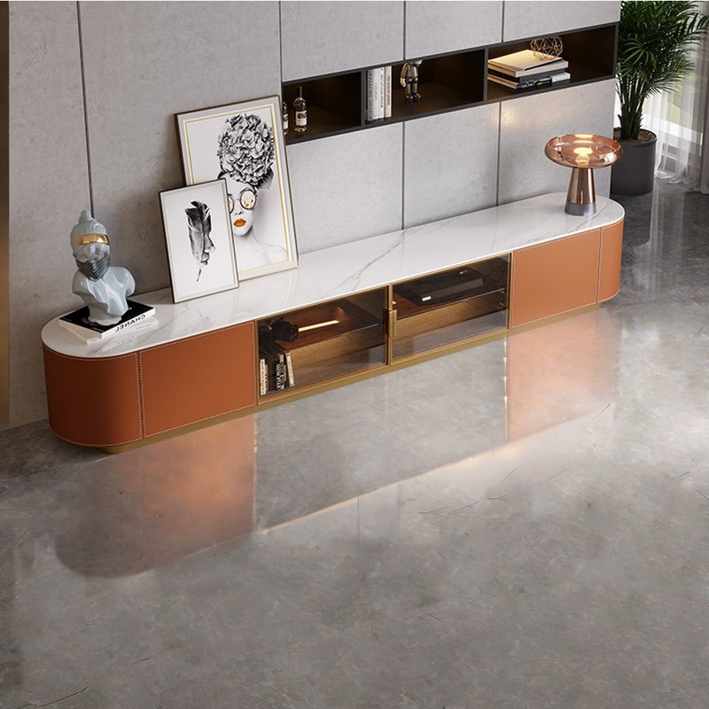 Meuble télé de comptoir en pierre frittée de style moderne, 78.74"