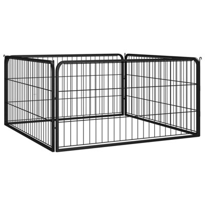 VidaXL Dog Playpen Kennel Dog Cage Puppy Pet Exercise Wire Fence Steel Black