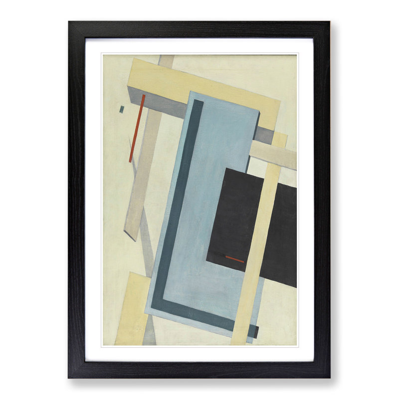 Proun 4B by El Lissitzky - Single Picture Frame Print on Wood, 36cm H x 27cm W x 2cm D, Black Framed