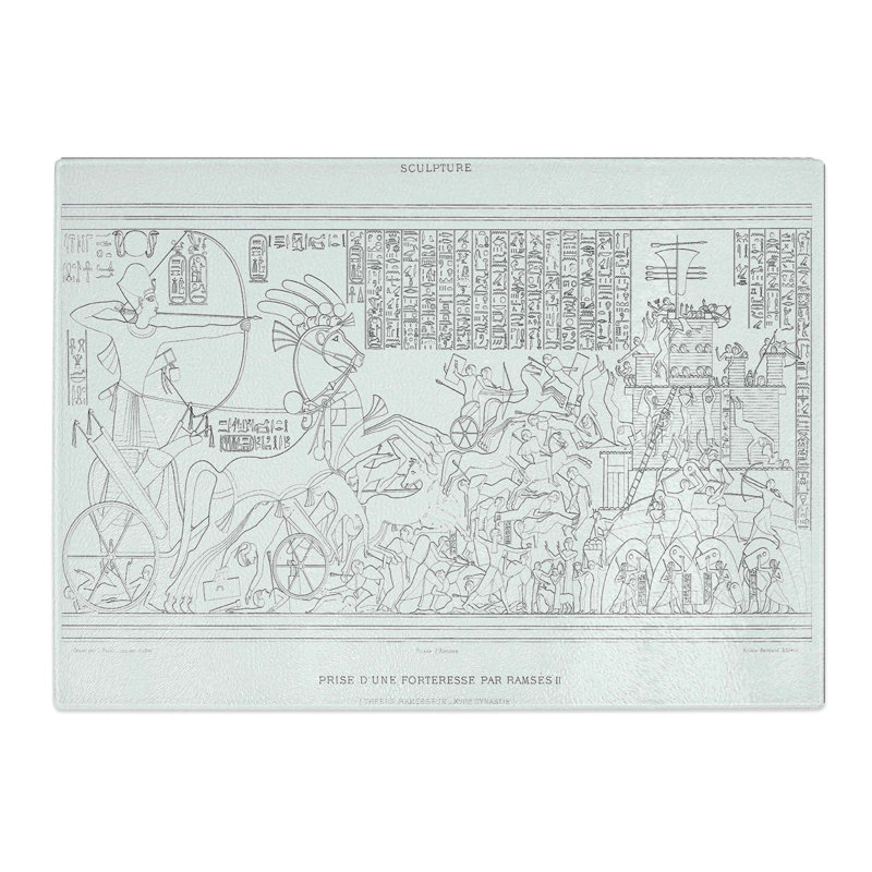 Tempered Glass Ramses II Fortress Capture by Emile Prisse D'avennes Chopping Board, 28.5 cm x 20 cm