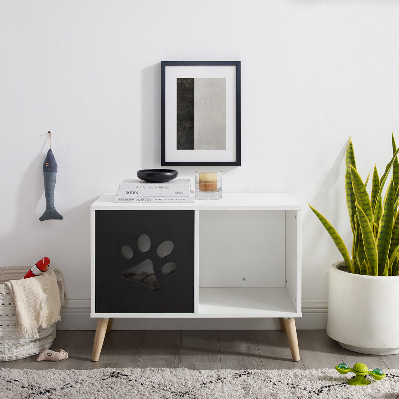 Sam's Pets Convertible 22" Black and White Cat Condo End Table
