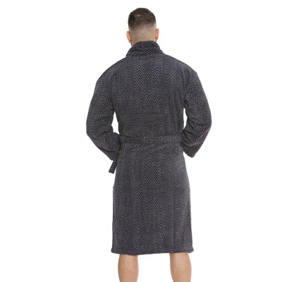 Abarne Cotton Blend Velour Mid-Calf Bathrobe with Pockets