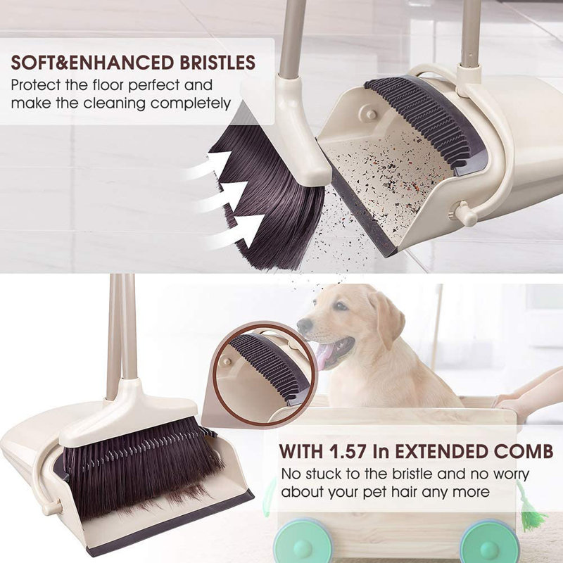 Hilaria Adjustable Broom And Dustpan Set with Replaceable Head