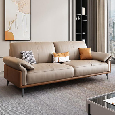 Khaki Genuine Leather Standard Sofa cushion Loveseat